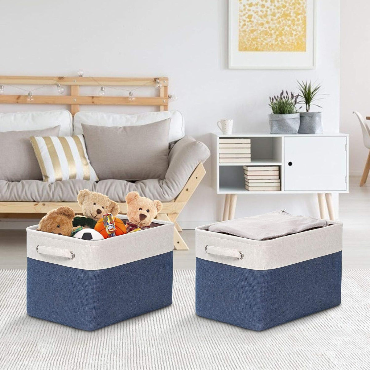 Fabric Storage Bins for Shelves, Rectangle Storage Basket, 3 Pack