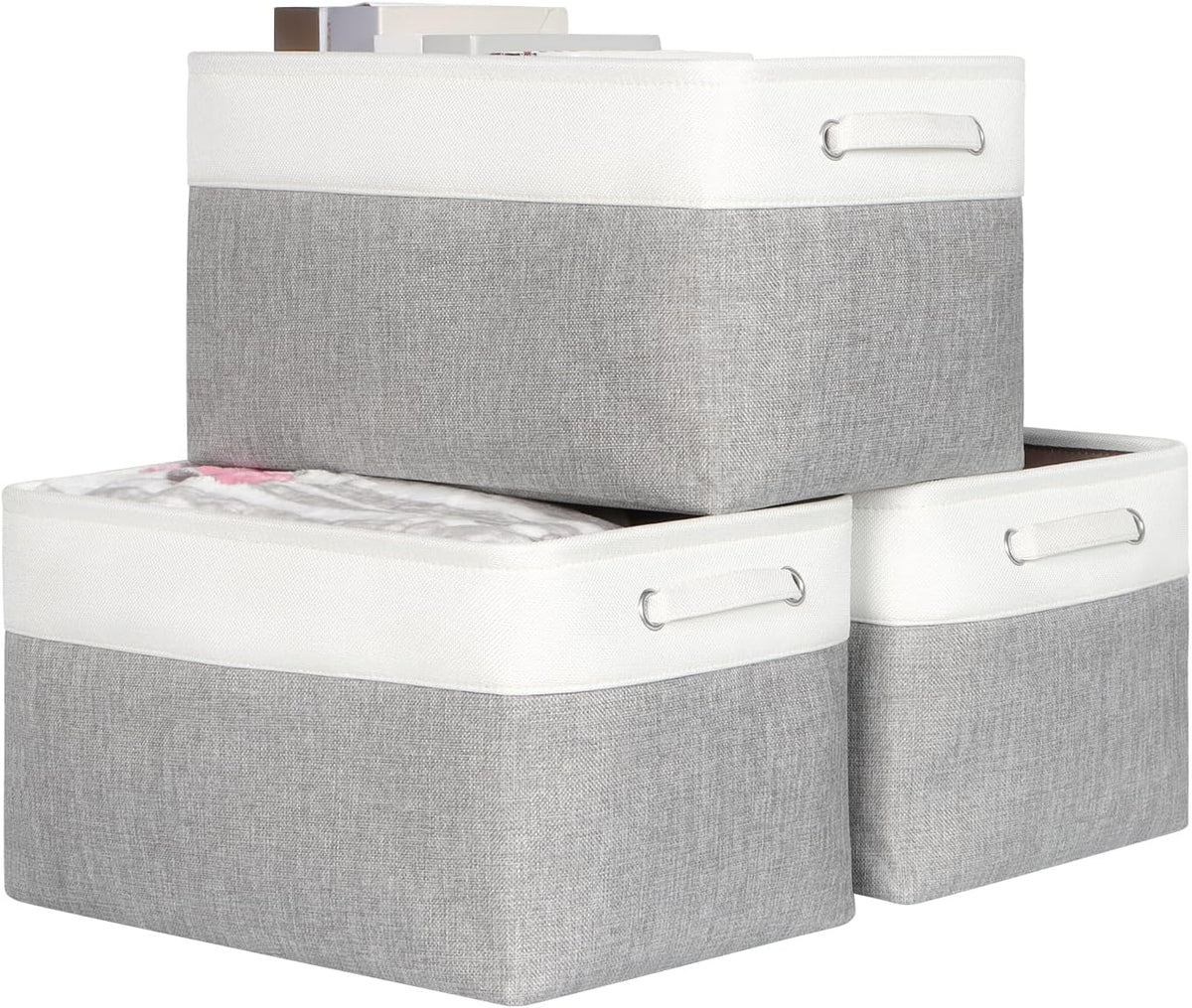 Fabric Storage Bins for Shelves, Rectangle Storage Basket, 3 Pack
