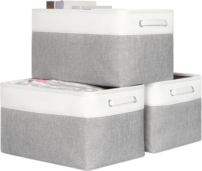 Fabric Storage Bins for Shelves, Rectangle Storage Basket, 3 Pack