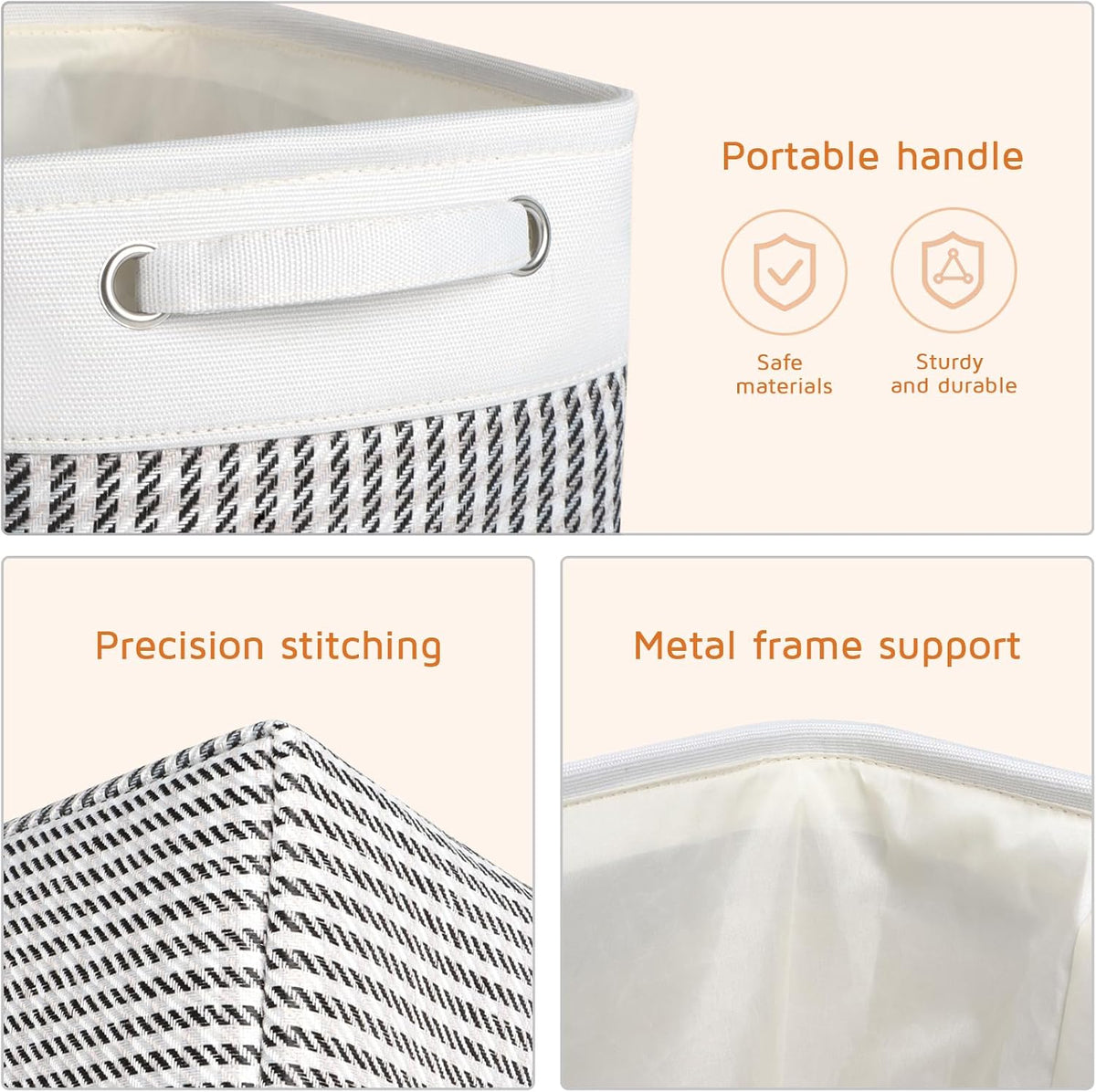 Fabric Storage Bins for Shelves, Rectangle Storage Basket, 3 Pack