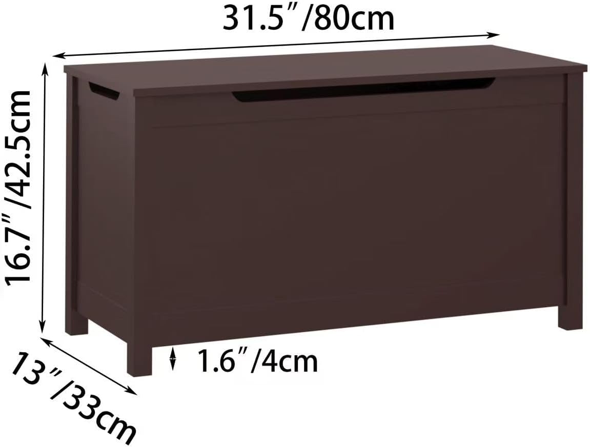 Kids Wooden Toy Box Storage Organizer, Toy Chest with Slow-Close Safety Hinged Lid, Large Playroom Furniture Storage Bin for Toddlers Ages 2+ (White)