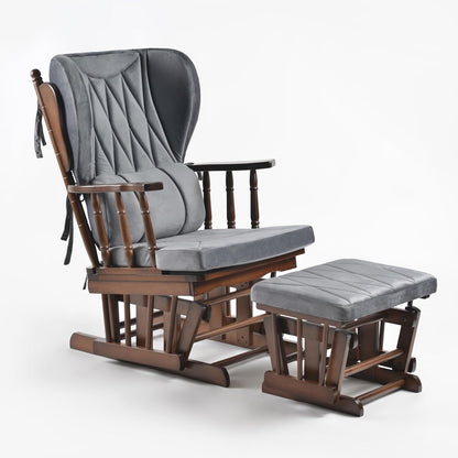 Comfort Deluxe Glider Chair and Ottoman Set (Silver)