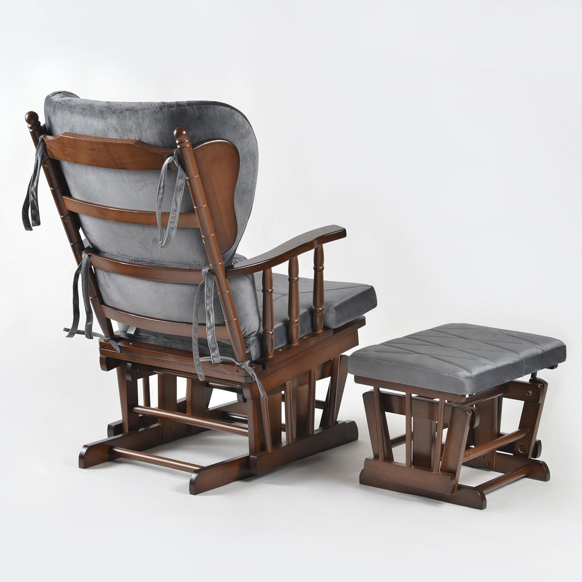 Comfort Deluxe Glider Chair and Ottoman Set (Silver)