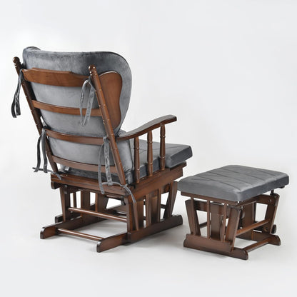 Comfort Deluxe Glider Chair and Ottoman Set (Silver)