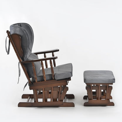 Comfort Deluxe Glider Chair and Ottoman Set (Silver)