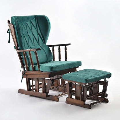Comfort Deluxe Glider Chair and Ottoman Set (Silver)