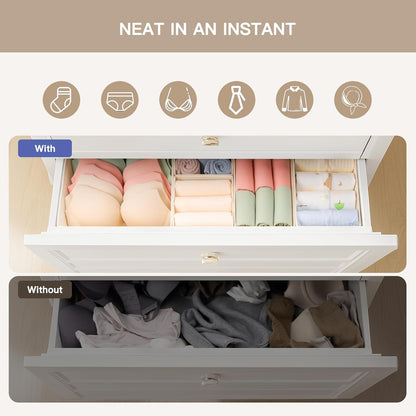 Drawer Organizer Clothes, Dresser Organizer for Baby Clothes, Underwear, Sock- Foldable Closet Organization and Storage Dividers Bins for Nursery, Bedroom (Beige)