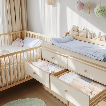 Drawer Organizer Clothes, Dresser Organizer for Baby Clothes, Underwear, Sock- Foldable Closet Organization and Storage Dividers Bins for Nursery, Bedroom (Beige)