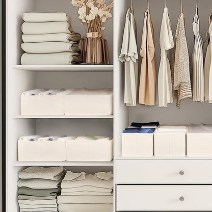Drawer Organizer Clothes, Dresser Organizer for Baby Clothes, Underwear, Sock- Foldable Closet Organization and Storage Dividers Bins for Nursery, Bedroom (Beige)