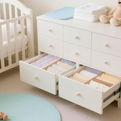 Drawer Organizer Clothes, Dresser Organizer for Baby Clothes, Underwear, Sock- Foldable Closet Organization and Storage Dividers Bins for Nursery, Bedroom (Beige)