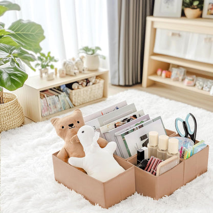 Drawer Organizer Clothes, Dresser Organizer for Baby Clothes, Underwear, Sock- Foldable Closet Organization and Storage Dividers Bins for Nursery, Bedroom (Beige)