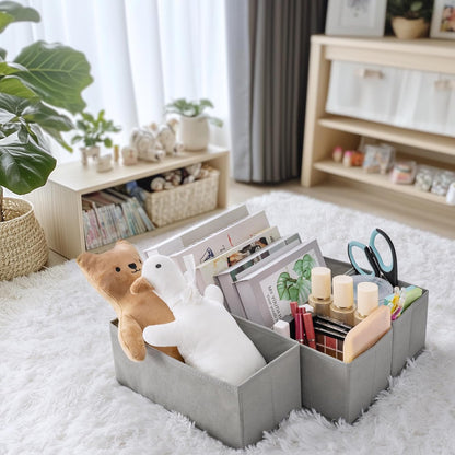 Drawer Organizer Clothes, Dresser Organizer for Baby Clothes, Underwear, Sock- Foldable Closet Organization and Storage Dividers Bins for Nursery, Bedroom (Beige)