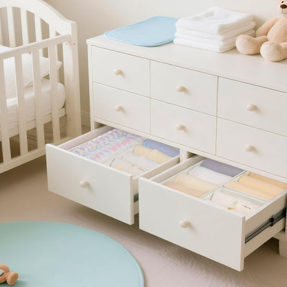 Drawer Organizer Clothes, Dresser Organizer for Baby Clothes, Underwear, Sock- Foldable Closet Organization and Storage Dividers Bins for Nursery, Bedroom (Beige)