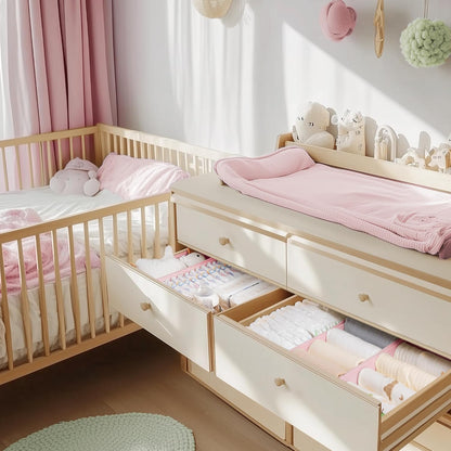 Drawer Organizer Clothes, Dresser Organizer for Baby Clothes, Underwear, Sock- Foldable Closet Organization and Storage Dividers Bins for Nursery, Bedroom (Beige)