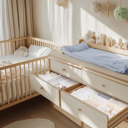 Drawer Organizer Clothes, Dresser Organizer for Baby Clothes, Underwear, Sock- Foldable Closet Organization and Storage Dividers Bins for Nursery, Bedroom (Beige)