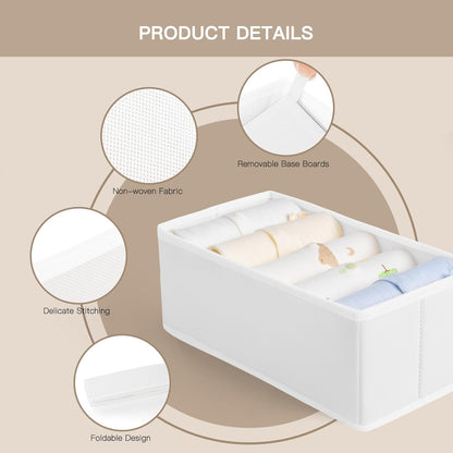 Drawer Organizer Clothes, Dresser Organizer for Baby Clothes, Underwear, Sock- Foldable Closet Organization and Storage Dividers Bins for Nursery, Bedroom (Beige)