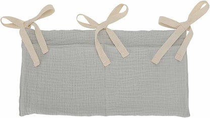 Cotton Baby Bedside Hanging Storage Bag,2 Pockets Organizer(Oatmeal)