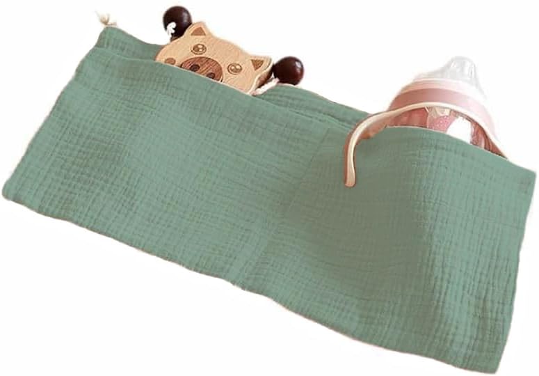 Cotton Baby Bedside Hanging Storage Bag,2 Pockets Organizer(Oatmeal)