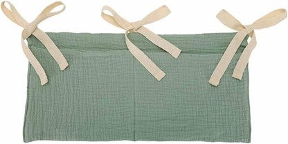 Cotton Baby Bedside Hanging Storage Bag,2 Pockets Organizer(Oatmeal)