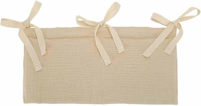 Cotton Baby Bedside Hanging Storage Bag,2 Pockets Organizer(Oatmeal)