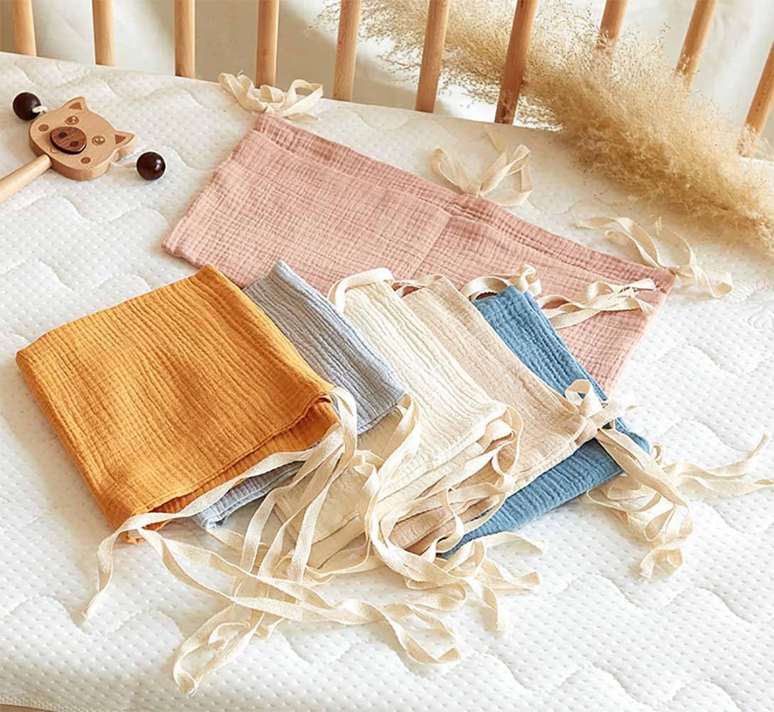 Cotton Baby Bedside Hanging Storage Bag,2 Pockets Organizer(Oatmeal)