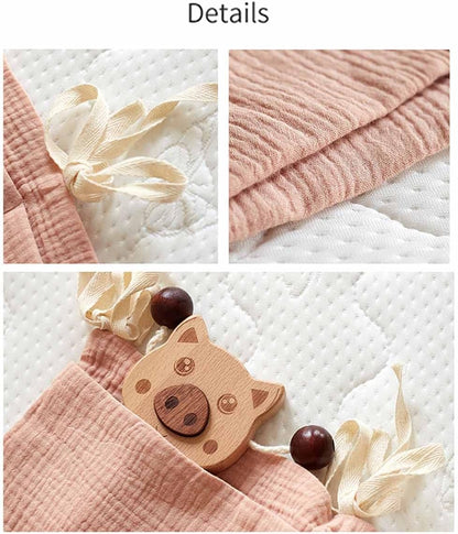 Cotton Baby Bedside Hanging Storage Bag,2 Pockets Organizer(Oatmeal)