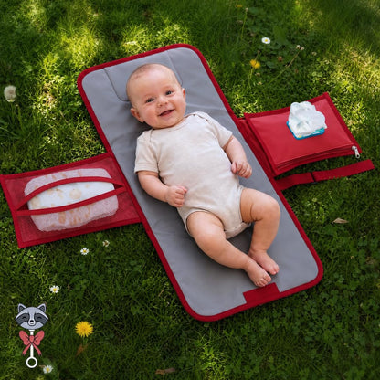Portable Diaper Changing Pad with Storage Pockets & Wipes Holder – Foldable Waterproof Travel Baby Changing Mat, Portable Changing Station with Built-in Cushion for Newborns & Toddlers
