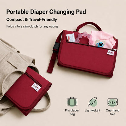Portable Diaper Changing Pad with Storage Pockets & Wipes Holder – Foldable Waterproof Travel Baby Changing Mat, Portable Changing Station with Built-in Cushion for Newborns & Toddlers