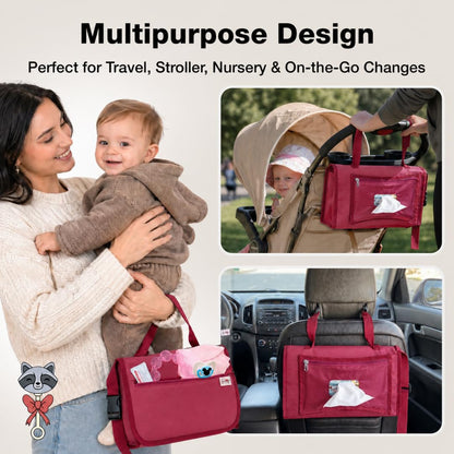 Portable Diaper Changing Pad with Storage Pockets & Wipes Holder – Foldable Waterproof Travel Baby Changing Mat, Portable Changing Station with Built-in Cushion for Newborns & Toddlers