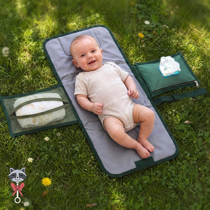 Portable Diaper Changing Pad with Storage Pockets & Wipes Holder – Foldable Waterproof Travel Baby Changing Mat, Portable Changing Station with Built-in Cushion for Newborns & Toddlers