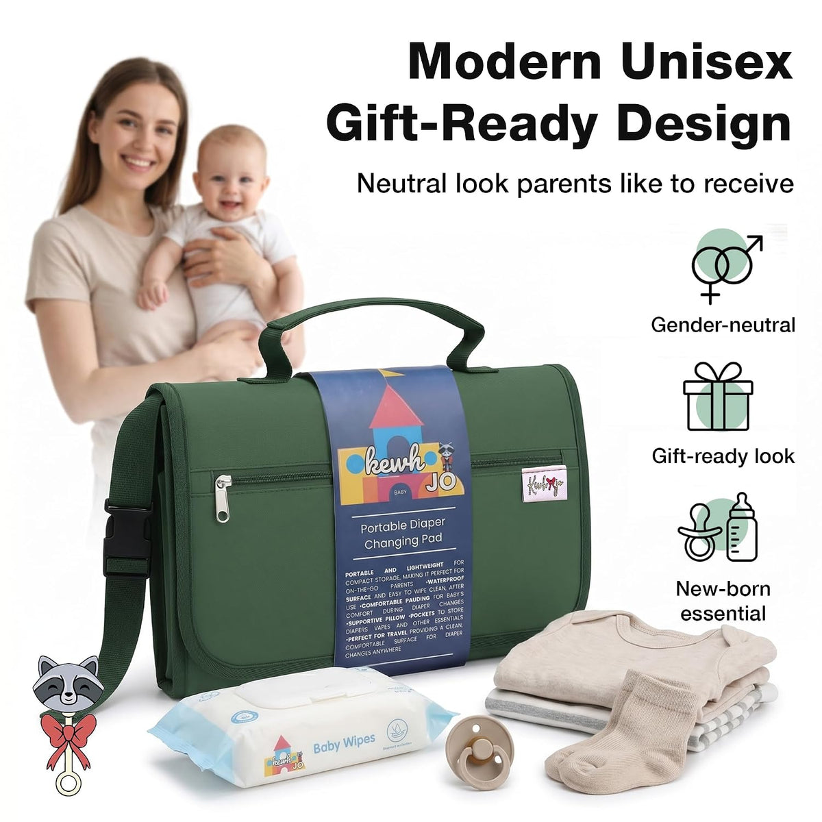 Portable Diaper Changing Pad with Storage Pockets & Wipes Holder – Foldable Waterproof Travel Baby Changing Mat, Portable Changing Station with Built-in Cushion for Newborns & Toddlers