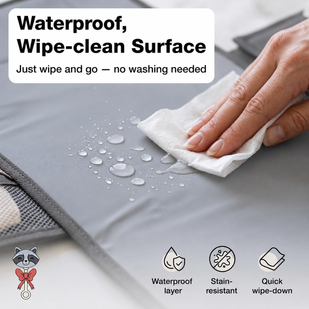 Portable Diaper Changing Pad with Storage Pockets & Wipes Holder – Foldable Waterproof Travel Baby Changing Mat, Portable Changing Station with Built-in Cushion for Newborns & Toddlers