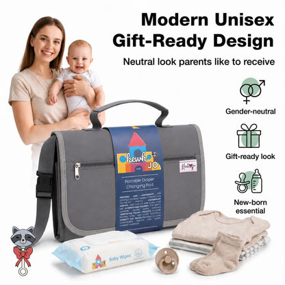 Portable Diaper Changing Pad with Storage Pockets & Wipes Holder – Foldable Waterproof Travel Baby Changing Mat, Portable Changing Station with Built-in Cushion for Newborns & Toddlers
