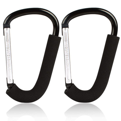 Stroller Hooks: 6.3"" D Shape Large Buggy Carabiner Hook - Pram Pushchair Stroller Clip - Shopping Accessories Bag Holder Hook - Stroller Accessories for Mommy(3Packs)