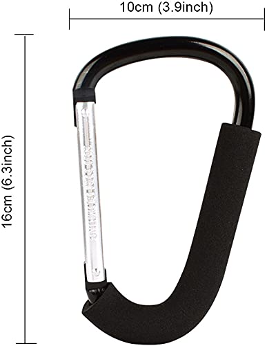 Stroller Hooks: 6.3"" D Shape Large Buggy Carabiner Hook - Pram Pushchair Stroller Clip - Shopping Accessories Bag Holder Hook - Stroller Accessories for Mommy(3Packs)