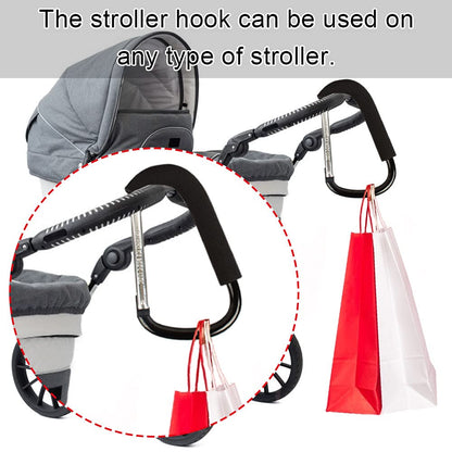 Stroller Hooks: 6.3"" D Shape Large Buggy Carabiner Hook - Pram Pushchair Stroller Clip - Shopping Accessories Bag Holder Hook - Stroller Accessories for Mommy(3Packs)