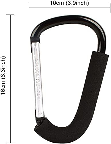 Stroller Hooks: 6.3"" D Shape Large Buggy Carabiner Hook - Pram Pushchair Stroller Clip - Shopping Accessories Bag Holder Hook - Stroller Accessories for Mommy(3Packs)