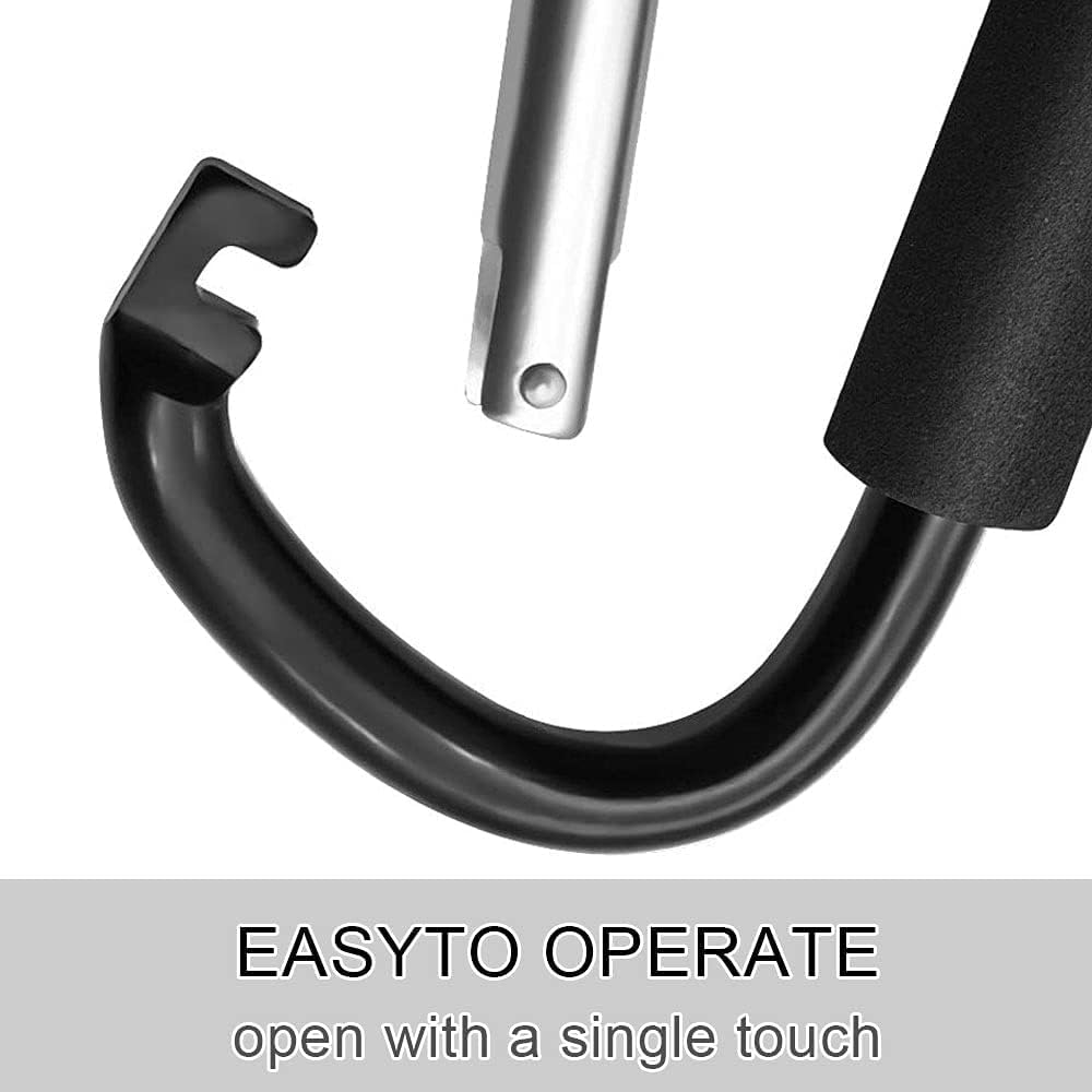 Stroller Hooks: 6.3"" D Shape Large Buggy Carabiner Hook - Pram Pushchair Stroller Clip - Shopping Accessories Bag Holder Hook - Stroller Accessories for Mommy(3Packs)