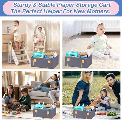 2IN1 Baby Diaper Caddy Organizer-3 Tier Rolling Storage Cart with Dividers