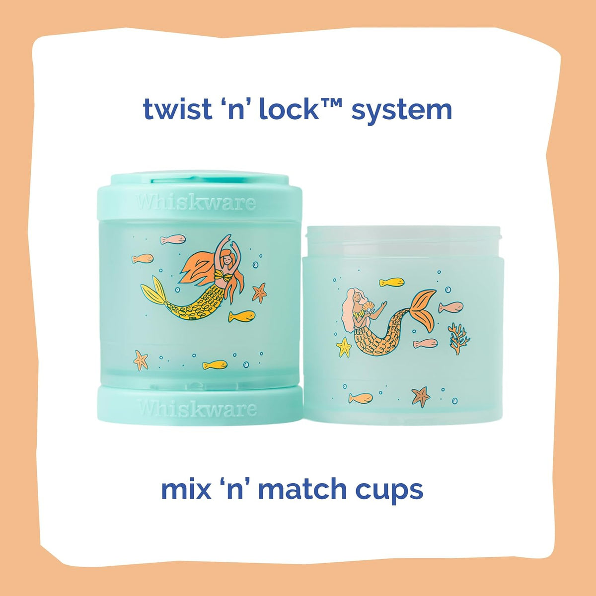 Solid Snack Containers, 3 Stackable Snack Cups, Tan/Yellow/Orange