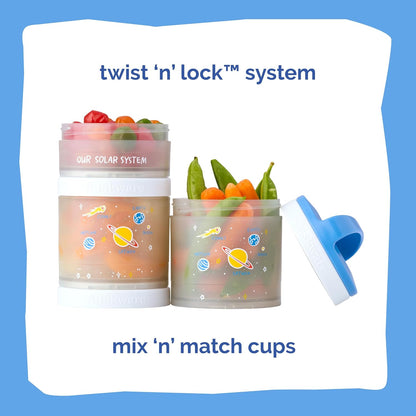 Solid Snack Containers, 3 Stackable Snack Cups, Tan/Yellow/Orange