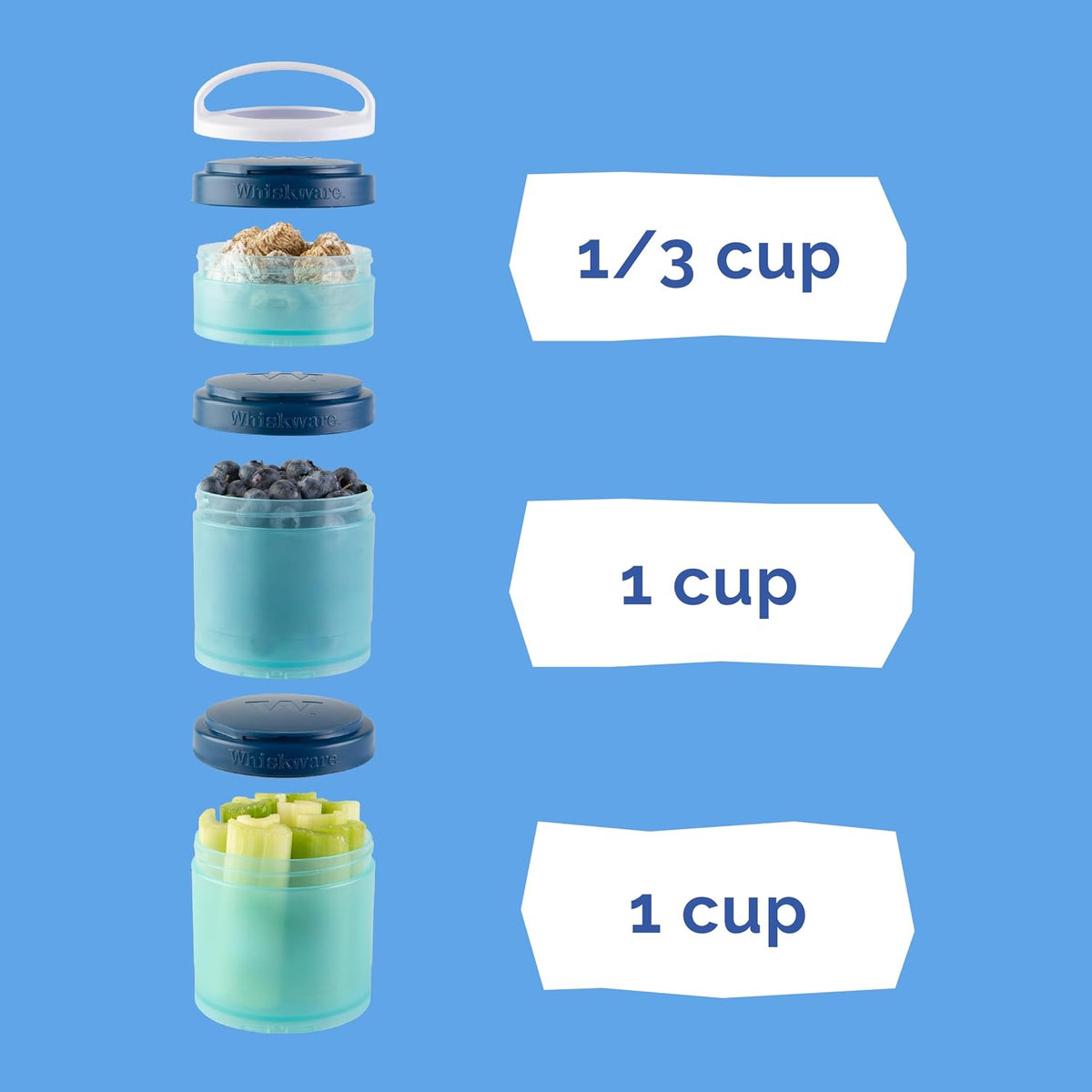 Solid Snack Containers, 3 Stackable Snack Cups, Tan/Yellow/Orange