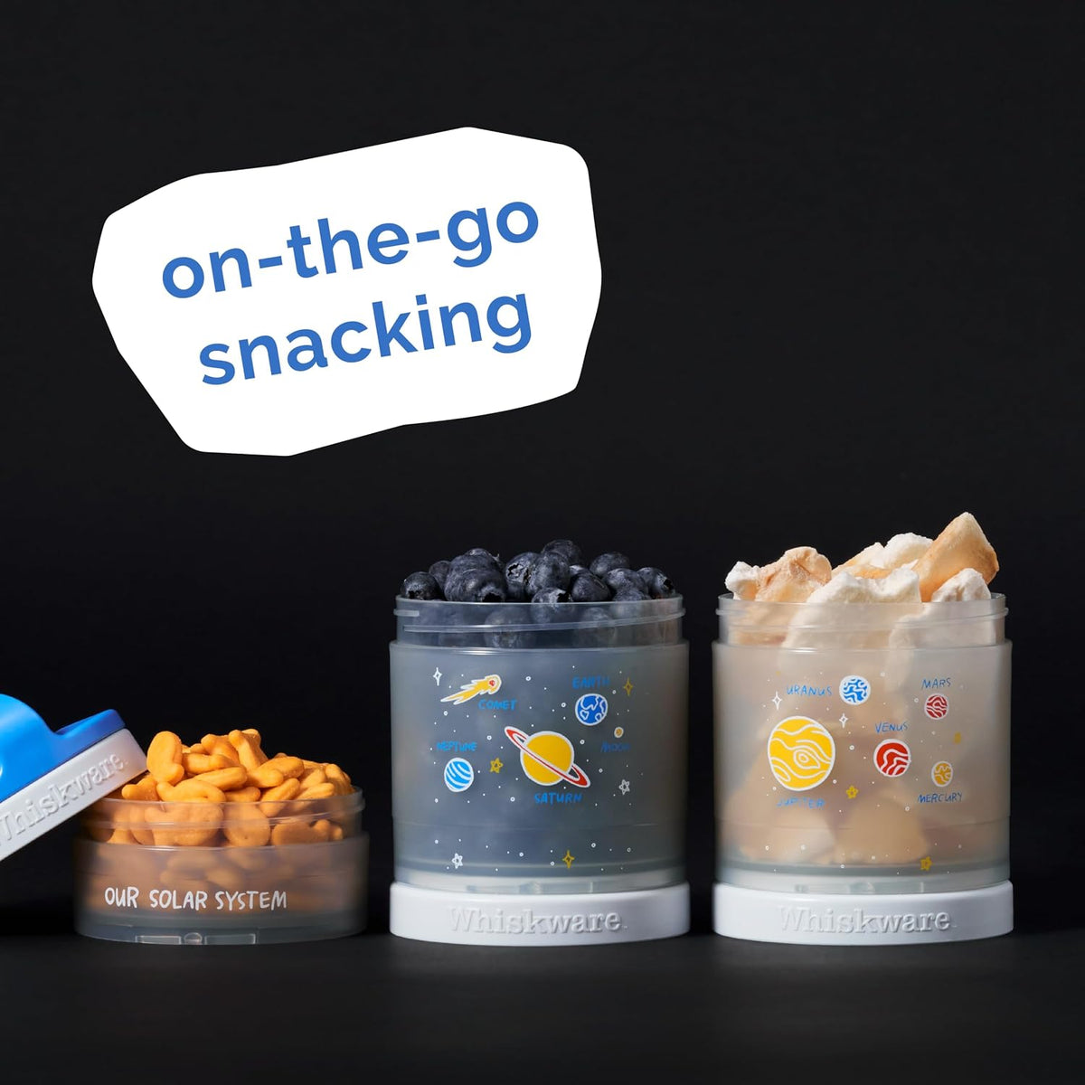 Solid Snack Containers, 3 Stackable Snack Cups, Tan/Yellow/Orange