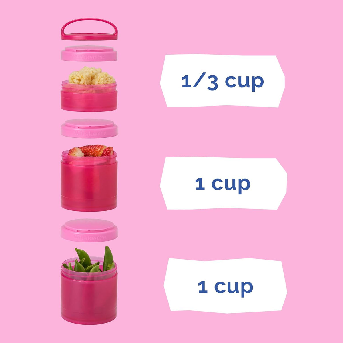 Solid Snack Containers, 3 Stackable Snack Cups, Tan/Yellow/Orange