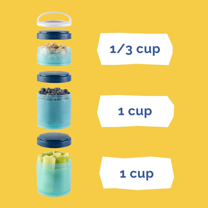 Solid Snack Containers, 3 Stackable Snack Cups, Tan/Yellow/Orange