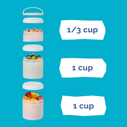 Solid Snack Containers, 3 Stackable Snack Cups, Tan/Yellow/Orange