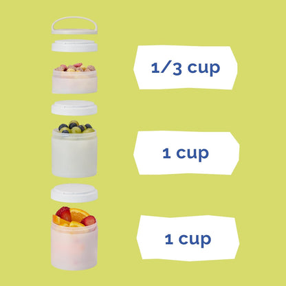 Solid Snack Containers, 3 Stackable Snack Cups, Tan/Yellow/Orange