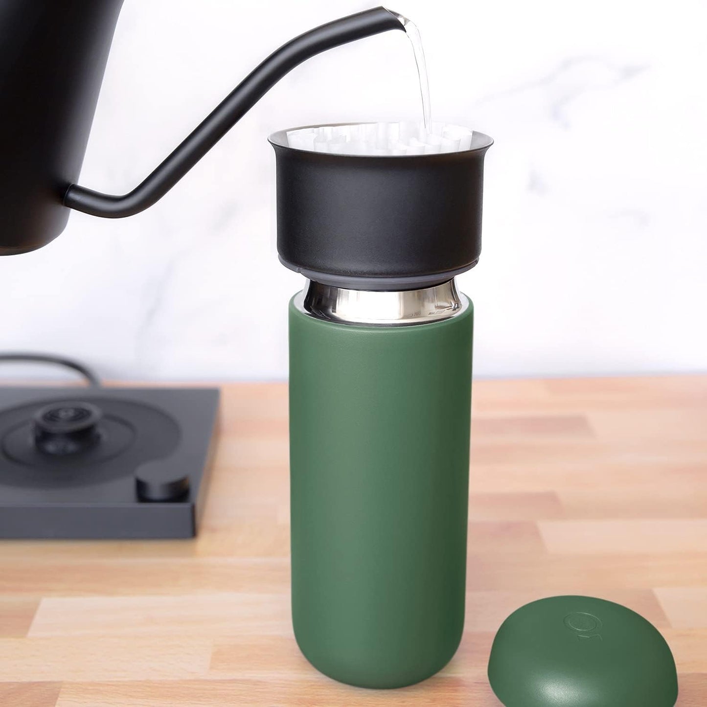 Carter Move Ceramic Lined Travel Coffee Mug 16 oz - Leak-Proof Lid | No Metallic Taste, Dishwasher Safe, Hot 12Hr Cold 24Hr, Stainless Steel Tumbler, BPA-Free, Fits Cup Holders, Sporty Green