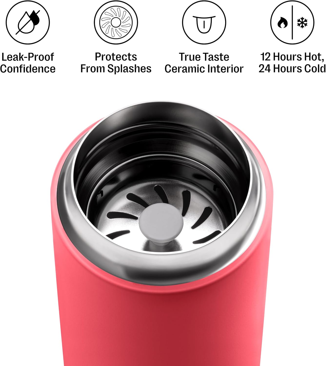 Carter Move Ceramic Lined Travel Coffee Mug 16 oz - Leak-Proof Lid | No Metallic Taste, Dishwasher Safe, Hot 12Hr Cold 24Hr, Stainless Steel Tumbler, BPA-Free, Fits Cup Holders, Sporty Green