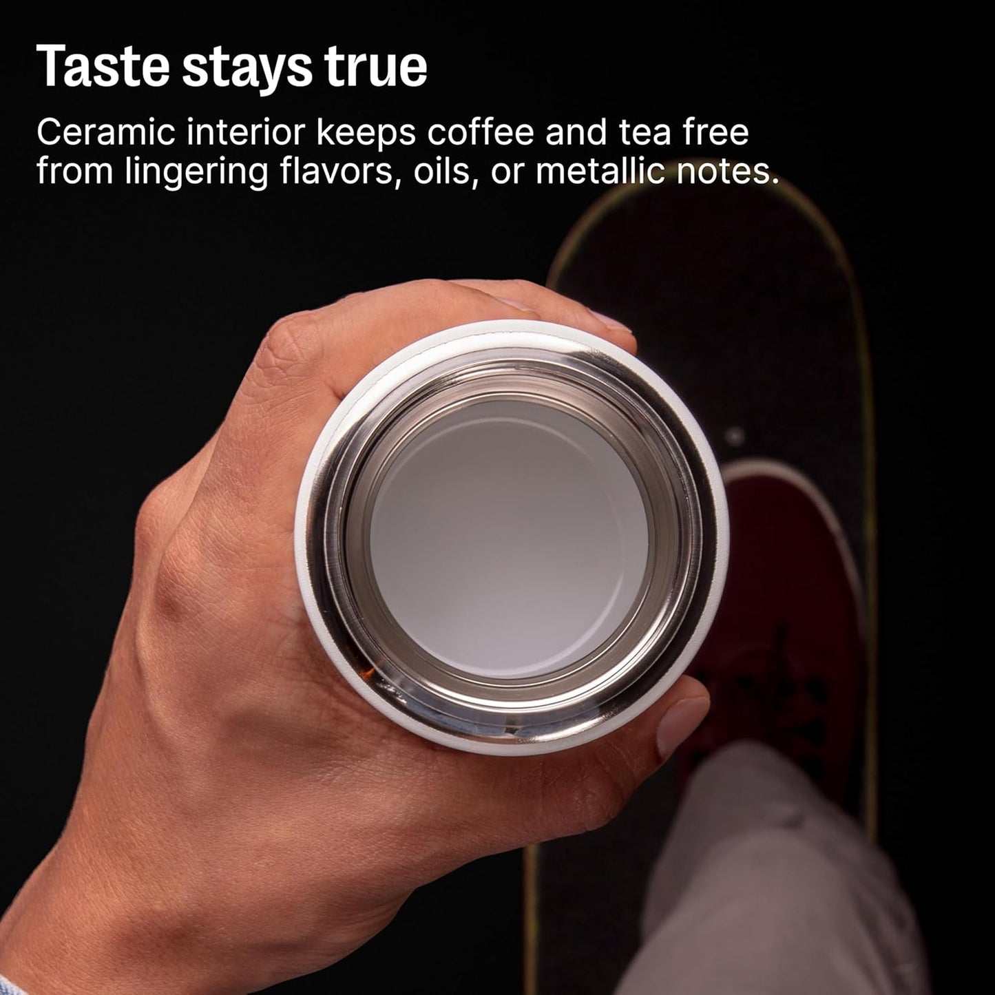 Carter Move Ceramic Lined Travel Coffee Mug 16 oz - Leak-Proof Lid | No Metallic Taste, Dishwasher Safe, Hot 12Hr Cold 24Hr, Stainless Steel Tumbler, BPA-Free, Fits Cup Holders, Sporty Green